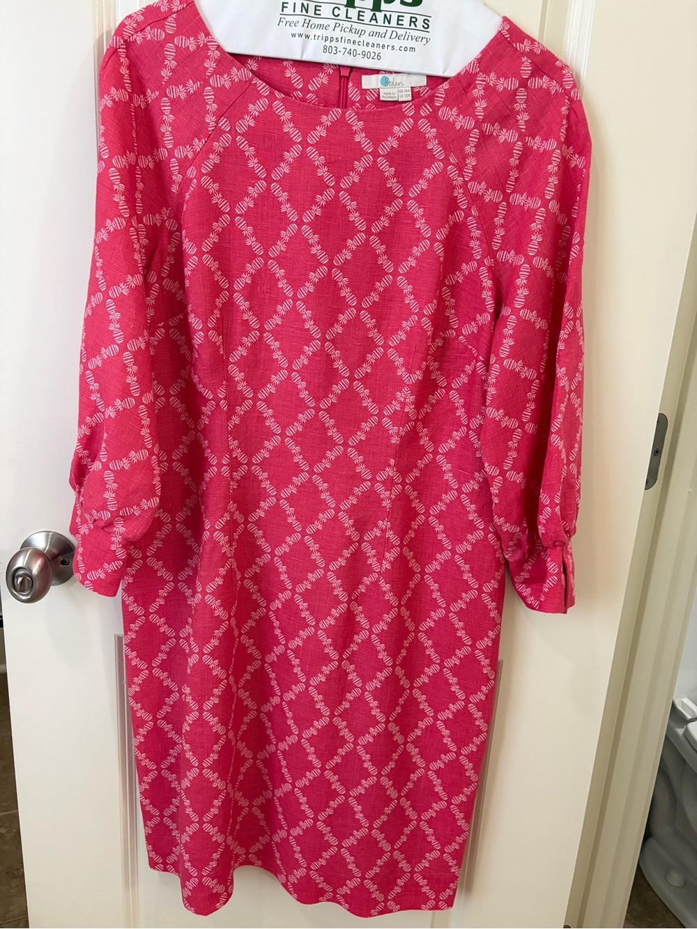 Boden Pink Geometric Midi Shift Dress